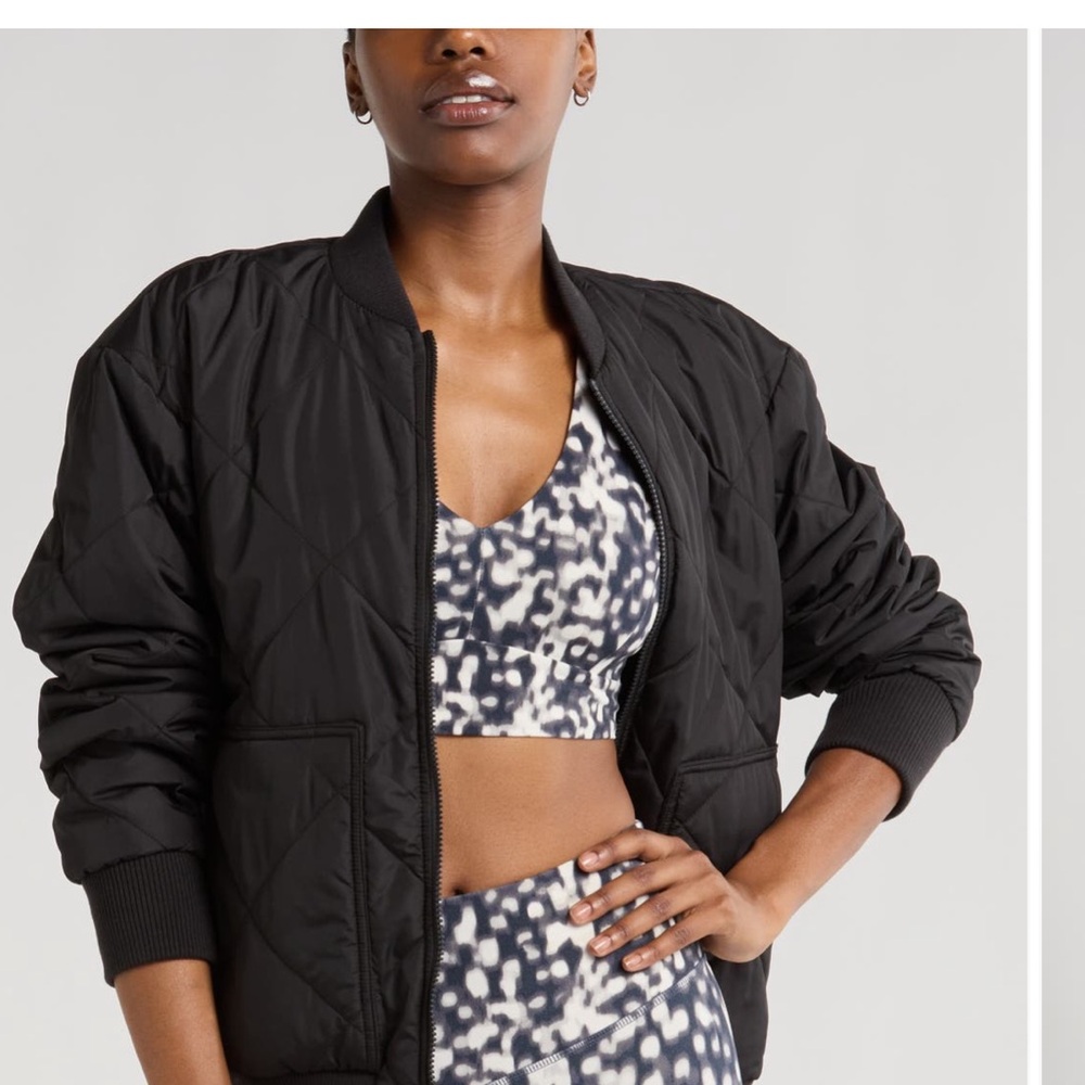 ZELLA Quilted Aviator Jacket | Black | Size S